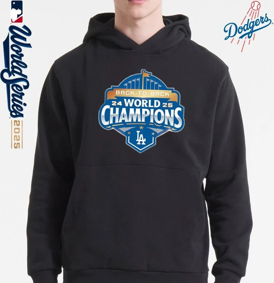 Los Angeles Dodgers Back To Back 2024-25 World Champions Official Logo T-Shirt