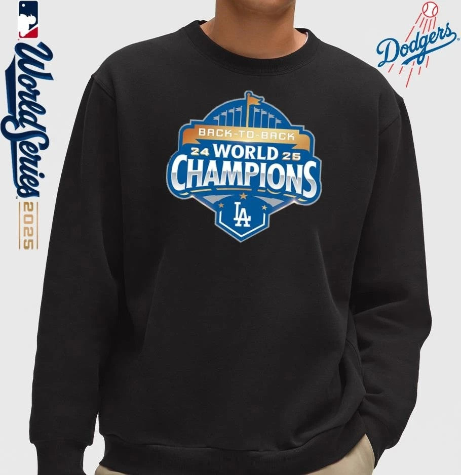 Los Angeles Dodgers Back To Back 2024-25 World Champions Official Logo T-Shirt