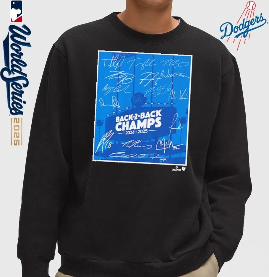 Los Angeles Dodgers Back-To-Back World Champs 2024-25 T-Shirt