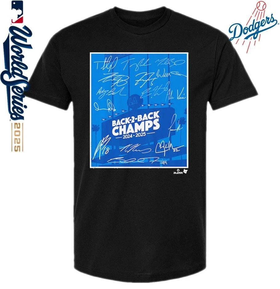 Los Angeles Dodgers Back-To-Back World Champs 2024-25 T-Shirt