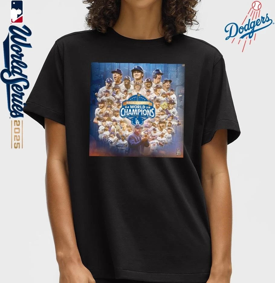 Los Angeles Dodgers Back To Back World Series Champions Poster T-Shirt