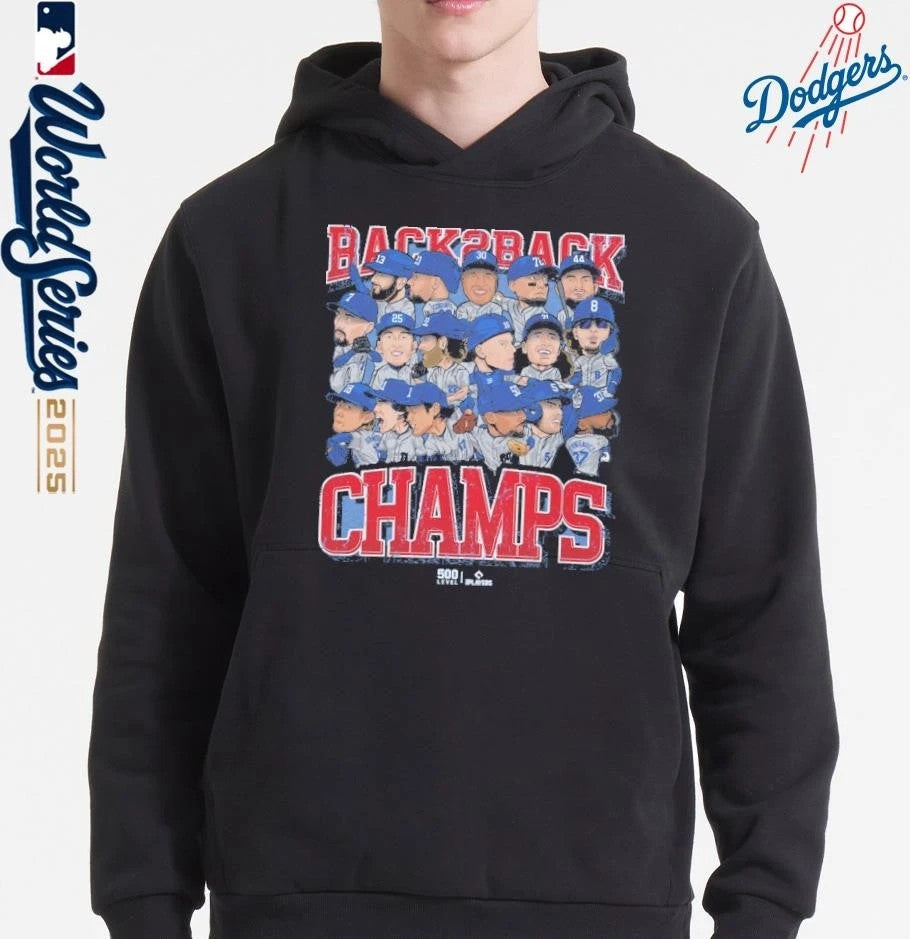 Los Angeles Dodgers Baseball Back 2 Back Champs 2025 Vintage T-Shirt