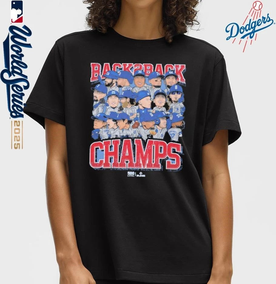 Los Angeles Dodgers Baseball Back 2 Back Champs 2025 Vintage T-Shirt