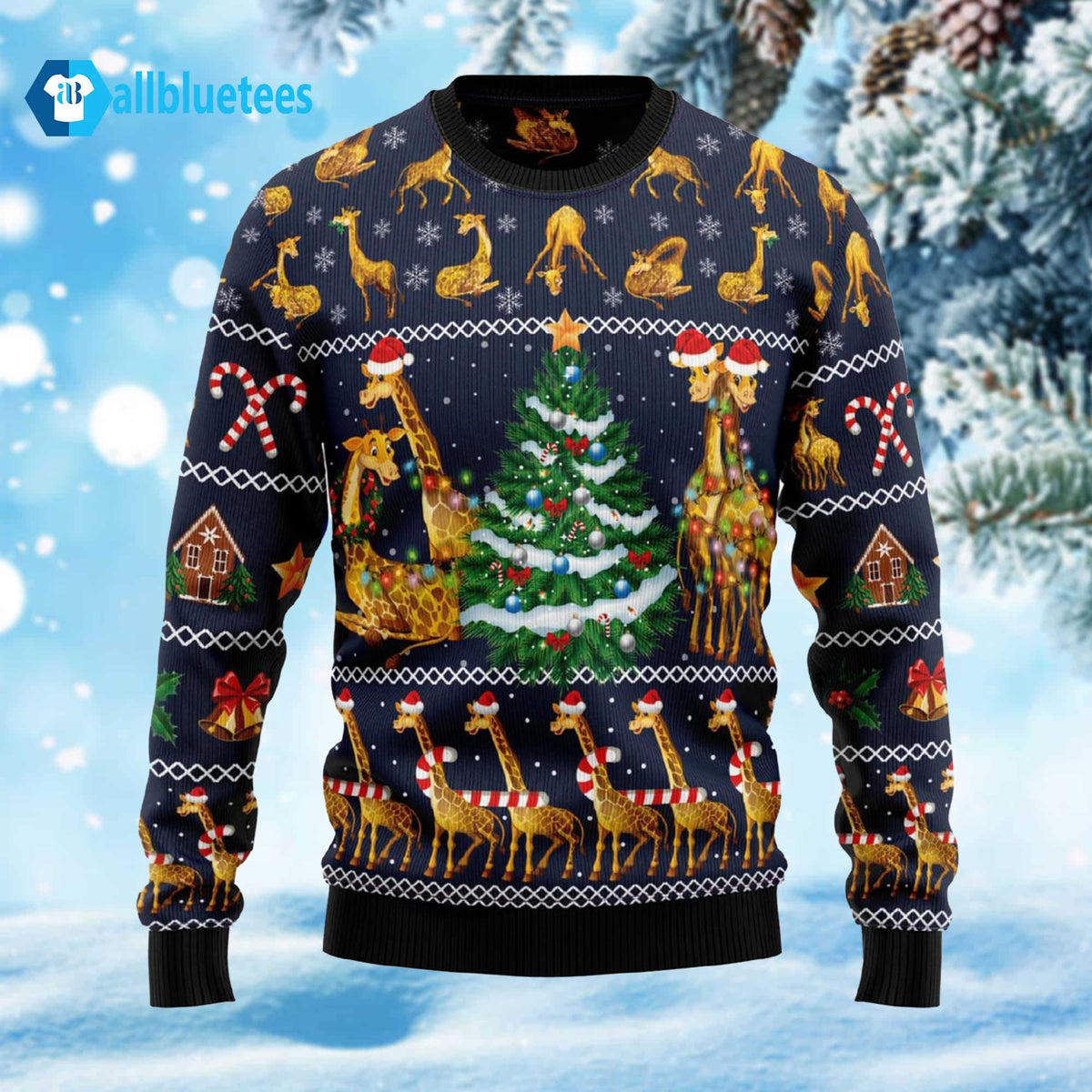 Love Giraffe Ugly Christmas Sweater