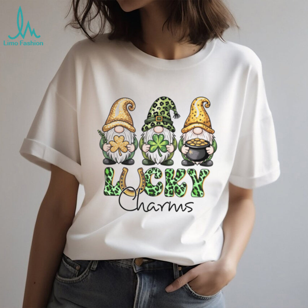 Lucky Charms Gnomes Leopard Print Clover Gold Pot T Shirt