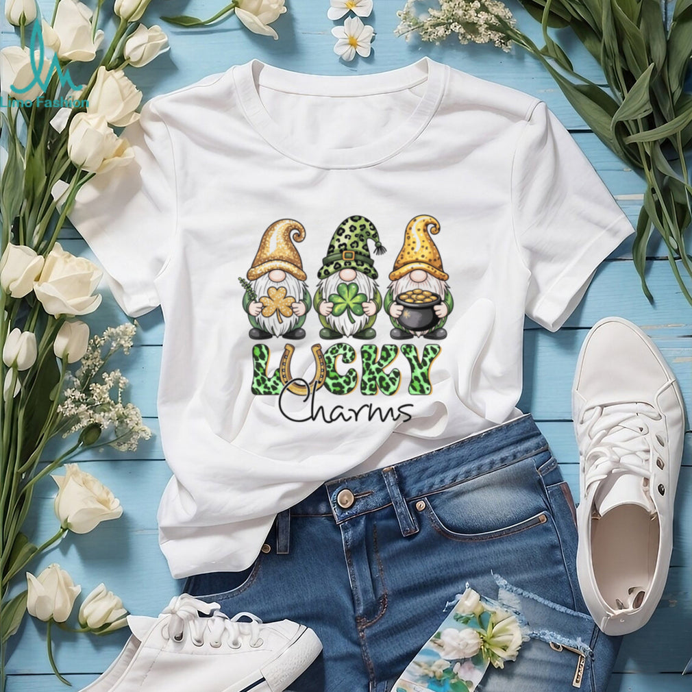 Lucky Charms Gnomes Leopard Print Clover Gold Pot T Shirt