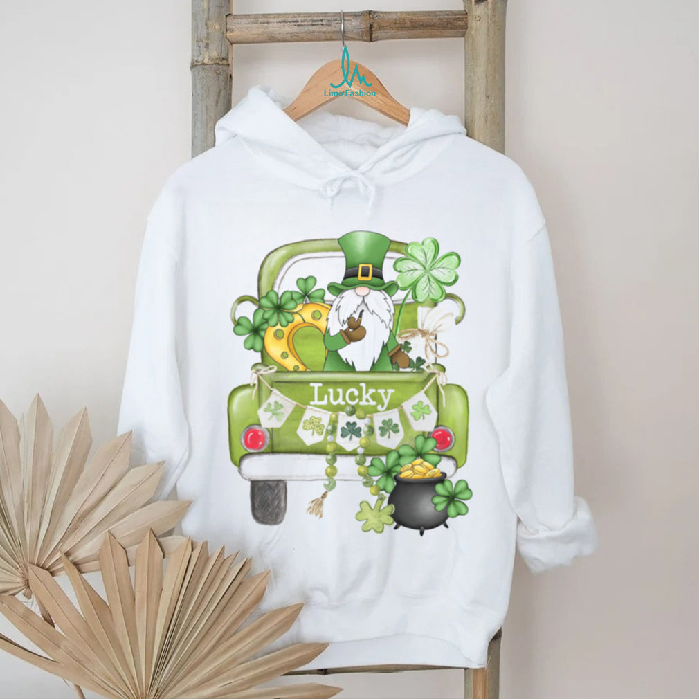 Lucky Garden Gnome in Green Pickup Truck St. Patrick’s Day Graphic Tee