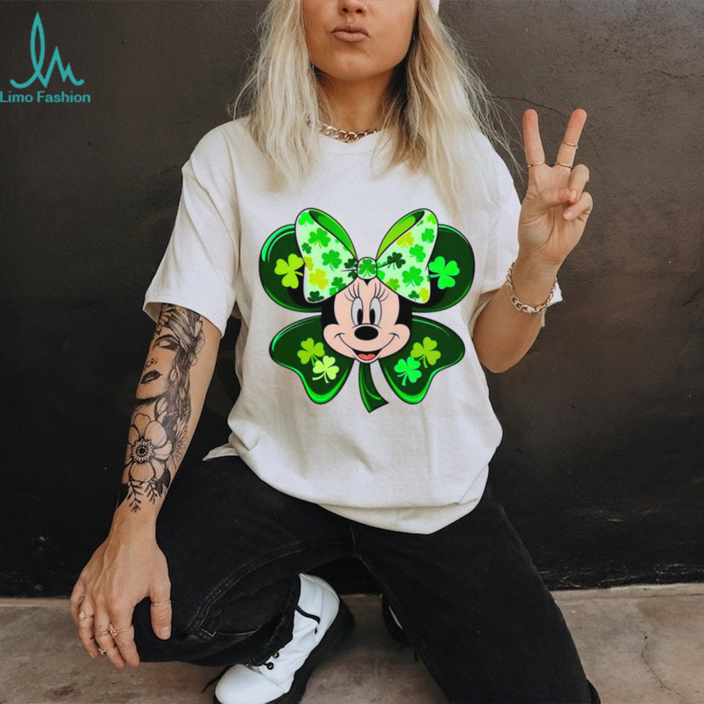 Lucky Mouse Ears Shamrock Bow St. Patrick’s Day Cartoon Design T Shirt
