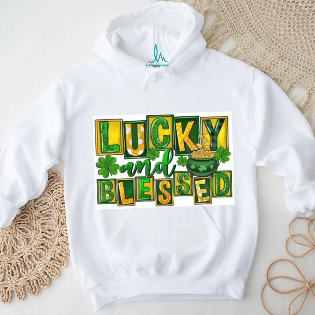 Lucky and Blessed Patchwork St. Patrick’s Day Pot of Gold T Shirt