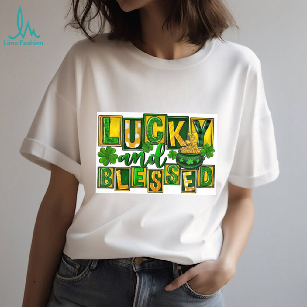 Lucky and Blessed Patchwork St. Patrick’s Day Pot of Gold T Shirt