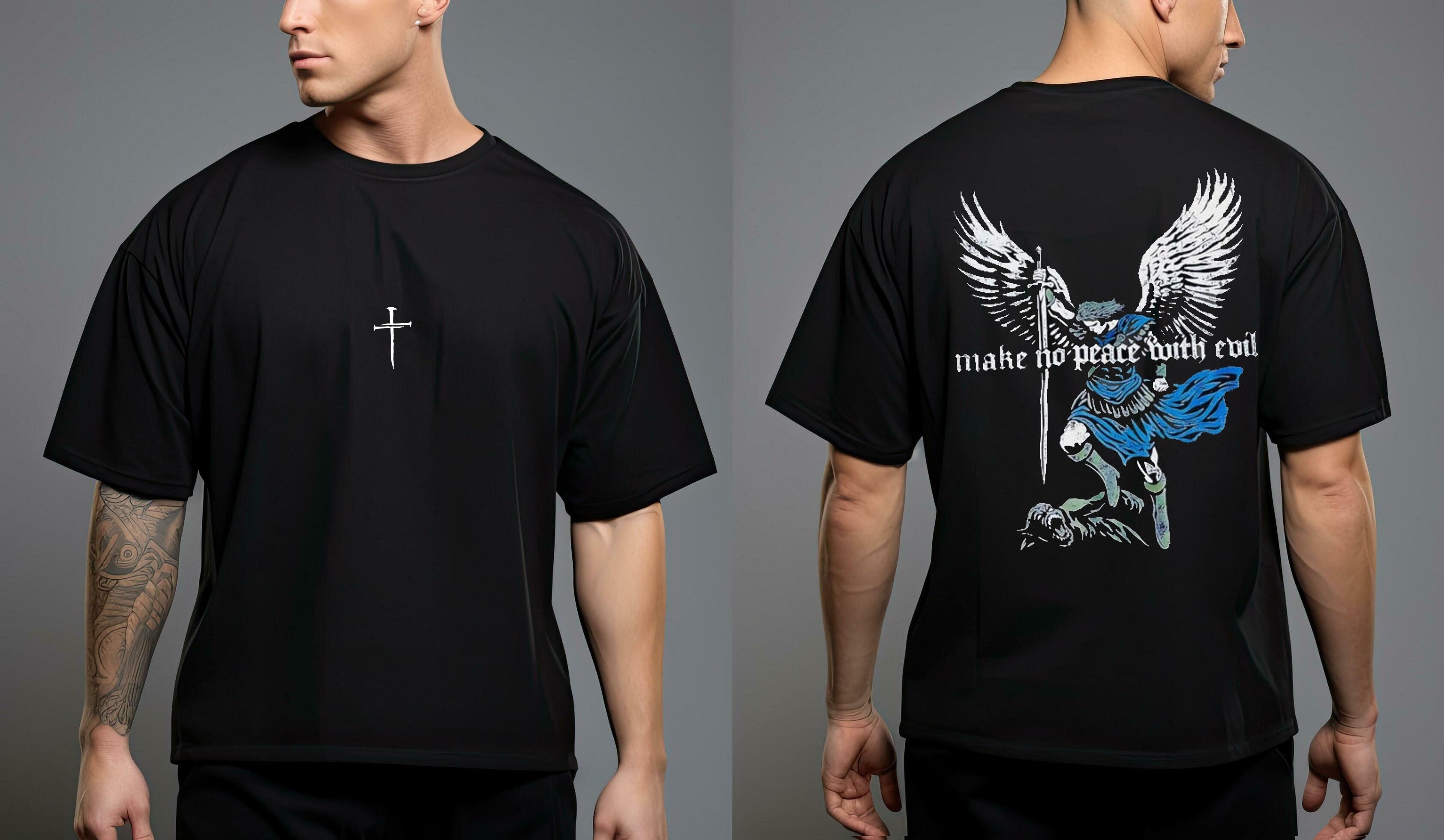 Make No Peace With Evil Nail Cross 2 Sided T-Shirts, Hoodie, Sweatshirt | InkNestWear.com