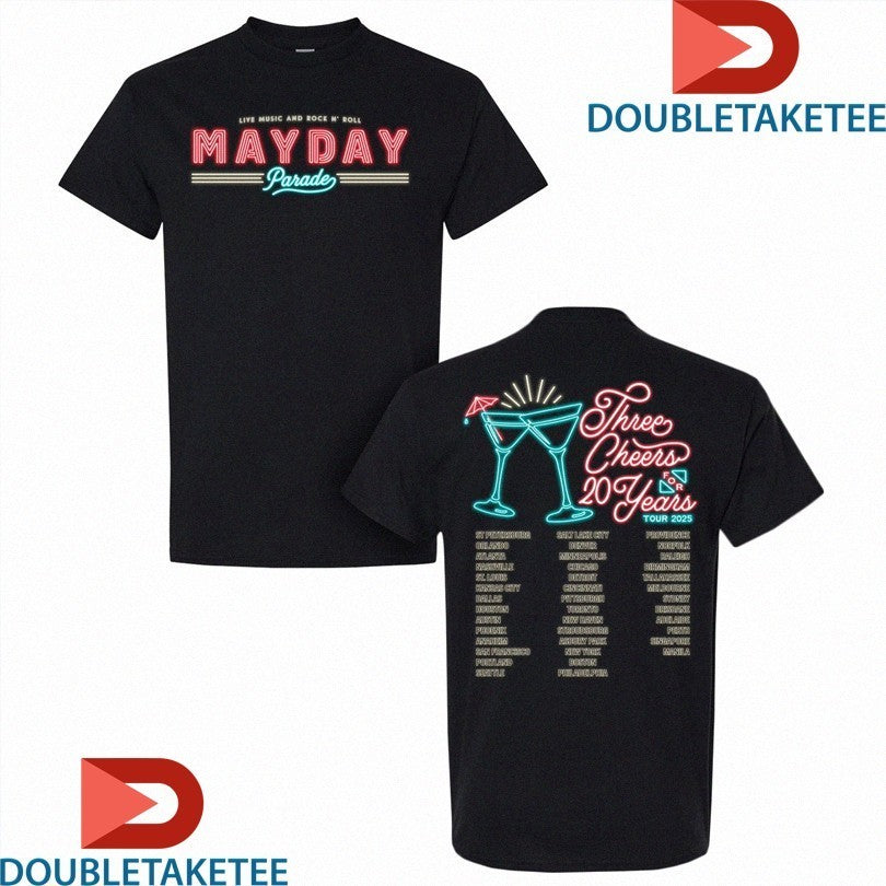 Mayday Parade Rock N Roll 20 Years Tour 2025 Neon Shirts