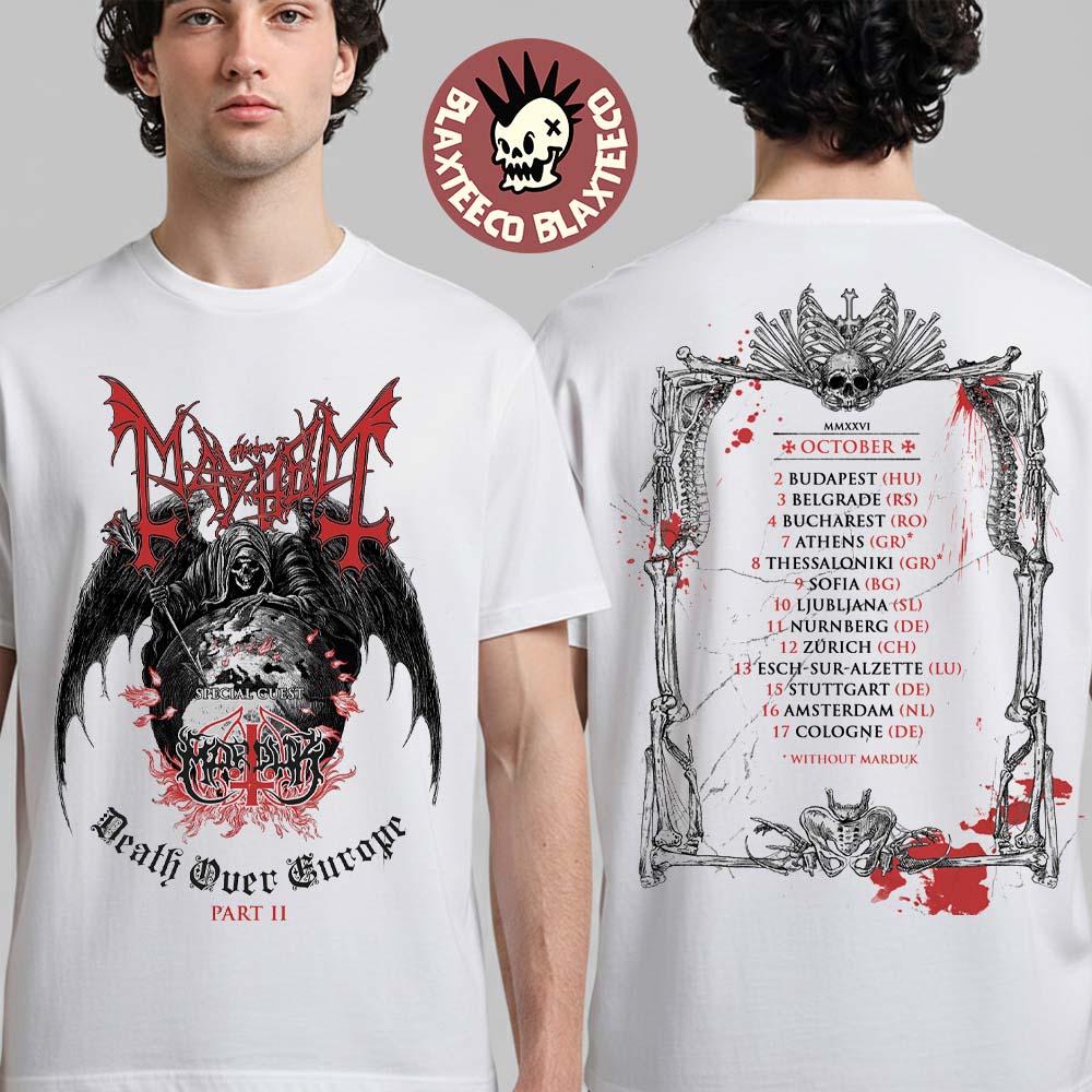 Mayhem Death Over Europe Part 2 2026 Tour Merch October Two Sided T-Shirt