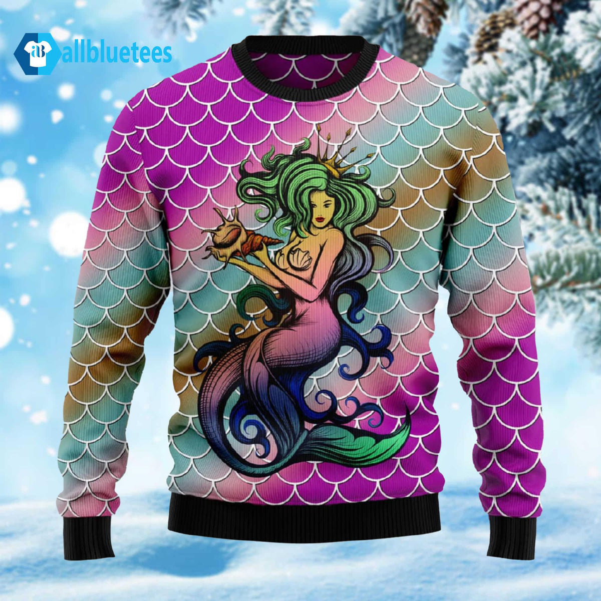 Mermaid Light Ugly Christmas Sweater