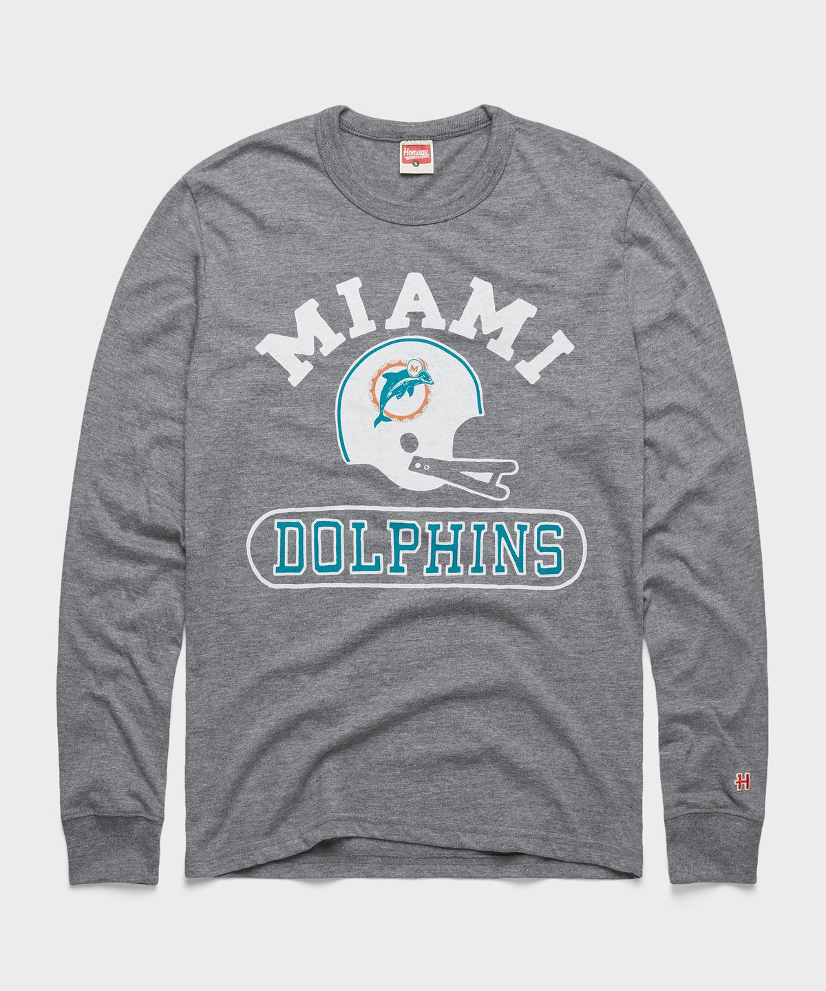 Miami Dolphins Throwback Helmet Long Sleeve Tee