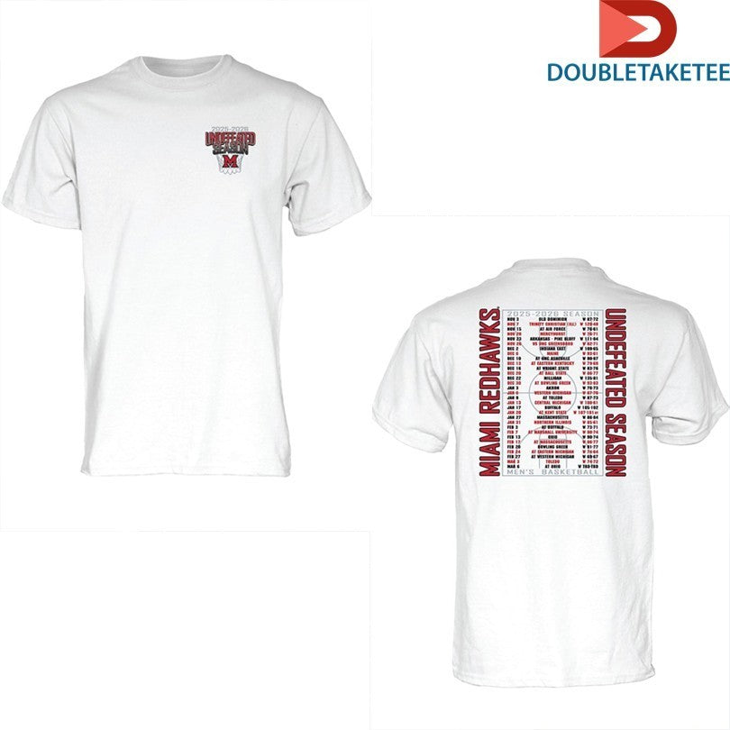 Miami RedHawks 2025-2026 Men’s Basketball Undefeated Season Schedule Shirts