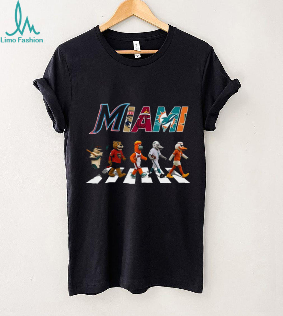 Miami Sports Teams Mascots Abbey Road Crossing T Shirt