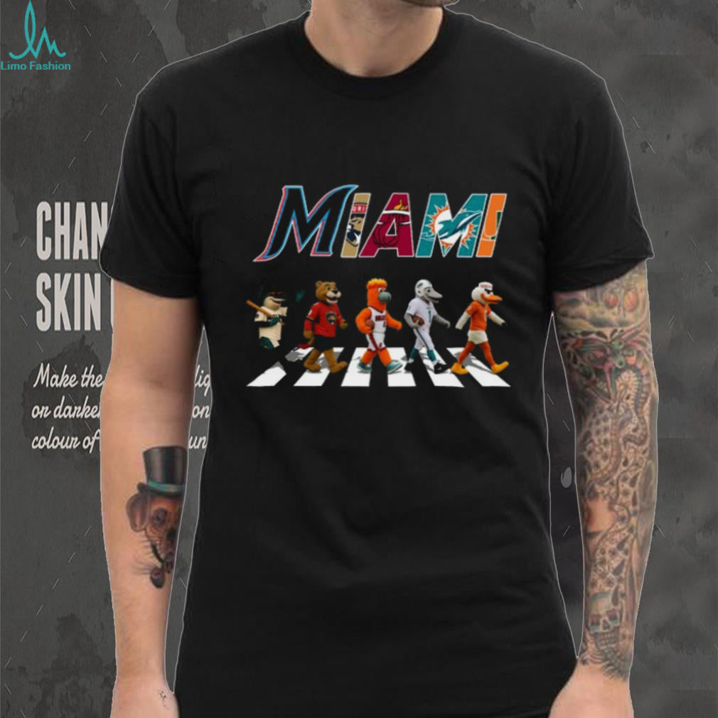 Miami Sports Teams Mascots Abbey Road Crossing T Shirt