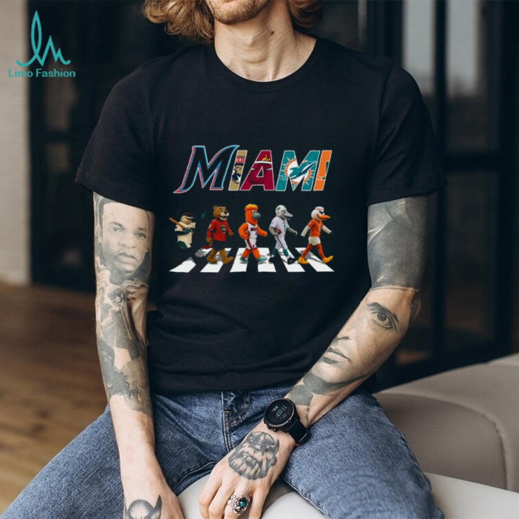 Miami Sports Teams Mascots Abbey Road Crossing T Shirt