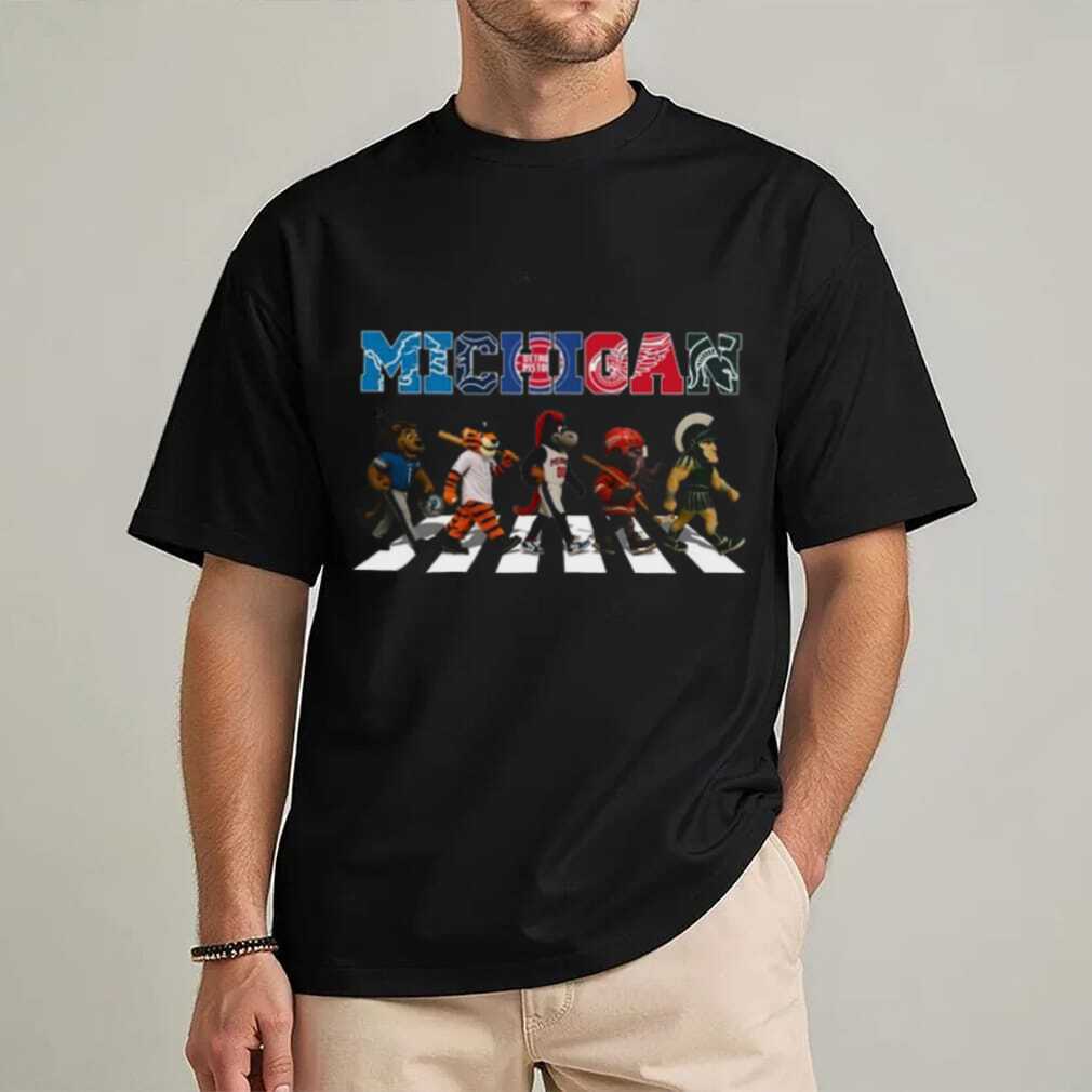 Michigan Sports Mascots Abbey Road Style Crossing T Shirt
