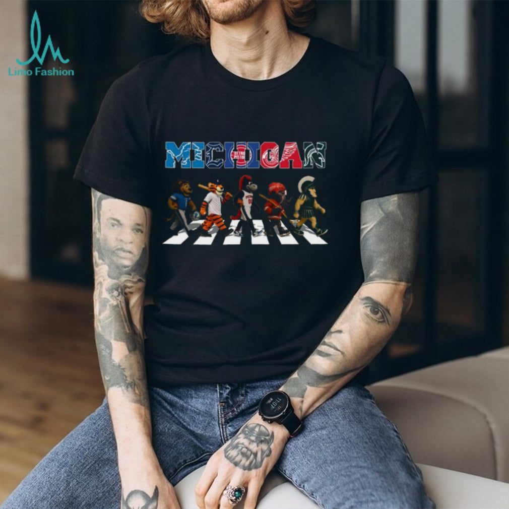 Michigan Sports Mascots Abbey Road Style Crossing T Shirt