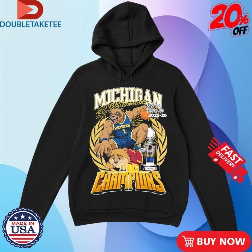 Michigan Wolverines Regular Season Co 2025-26 Big Ten Champions Mascot Trophy Shirts