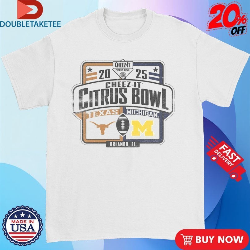 Michigan Wolverines vs. Texas Longhorns 2025 Cheez-It Citrus Bowl Orlando FL Matchup Shirts