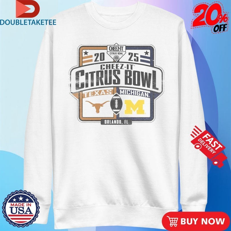 Michigan Wolverines vs. Texas Longhorns 2025 Cheez-It Citrus Bowl Orlando FL Matchup Shirts