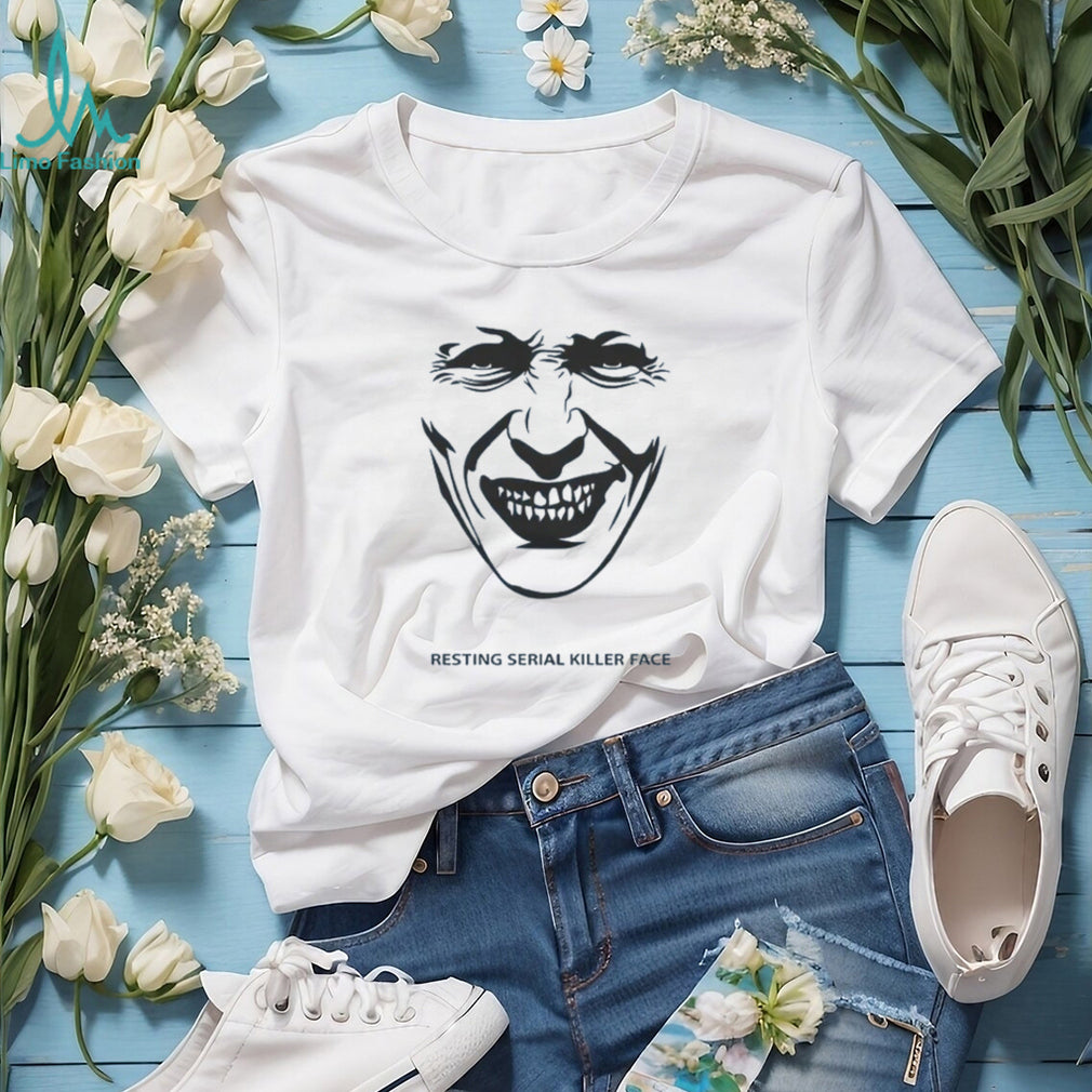 Minimalist Resting Serial Killer Face Creepy Smile Graphic Tee