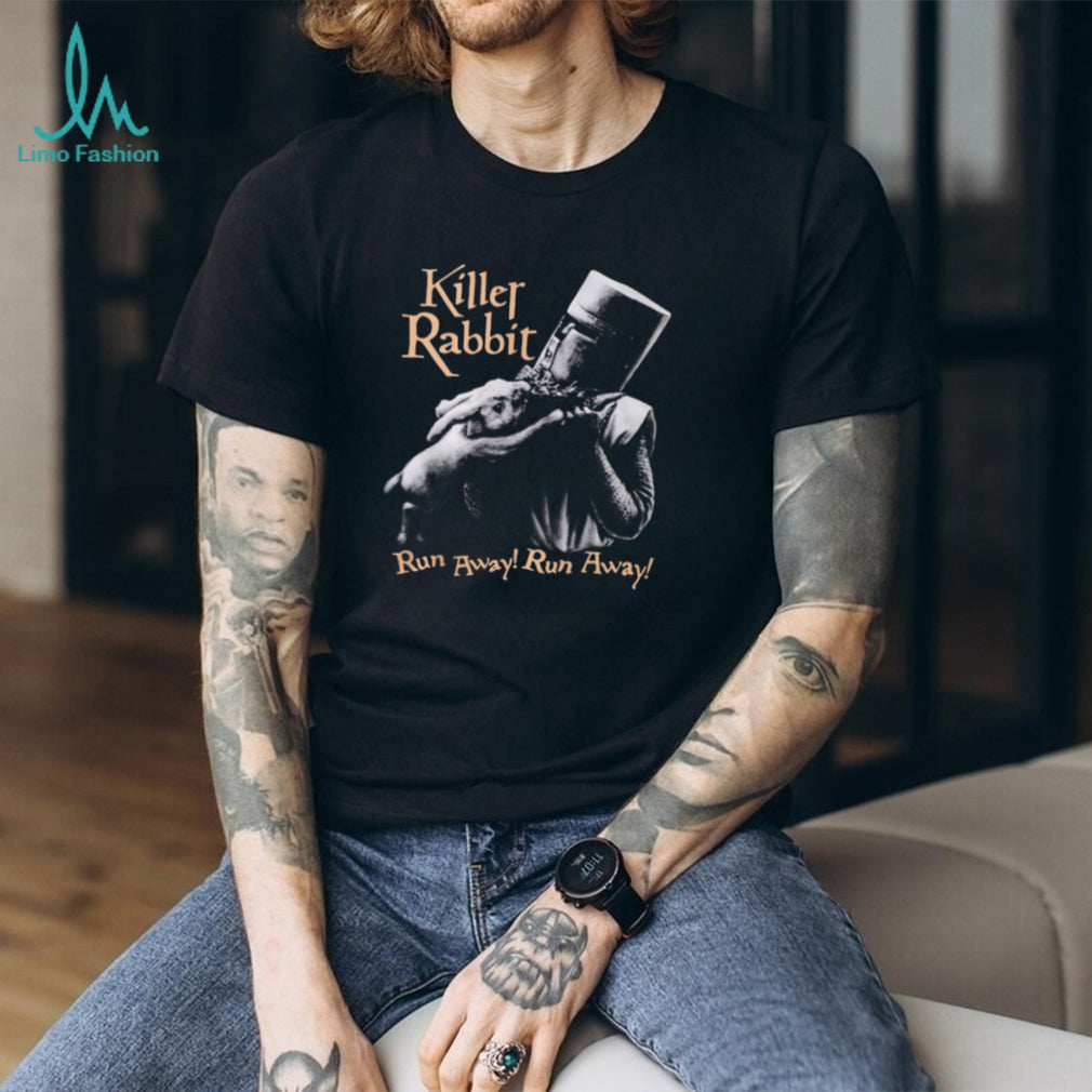 Monty Python Killer Rabbit “Run Away!” Black and White Knight T Shirt