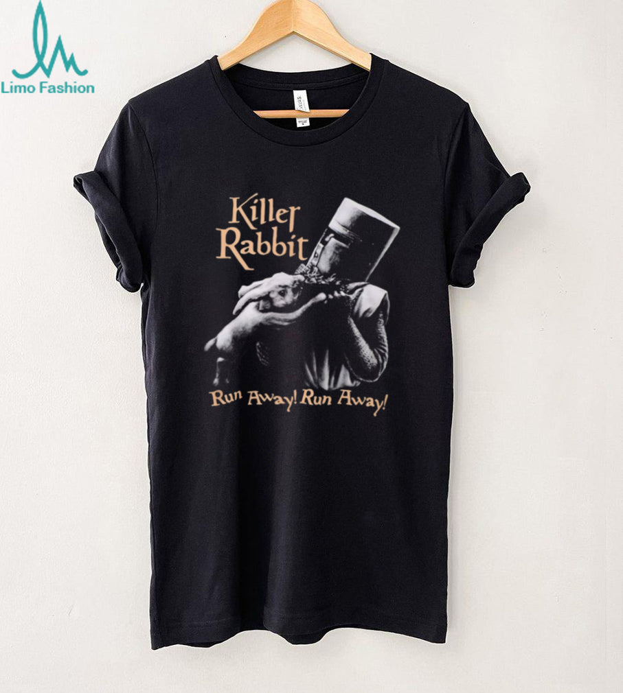 Monty Python Killer Rabbit “Run Away!” Black and White Knight T Shirt