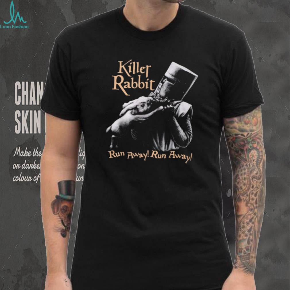 Monty Python Killer Rabbit “Run Away!” Black and White Knight T Shirt