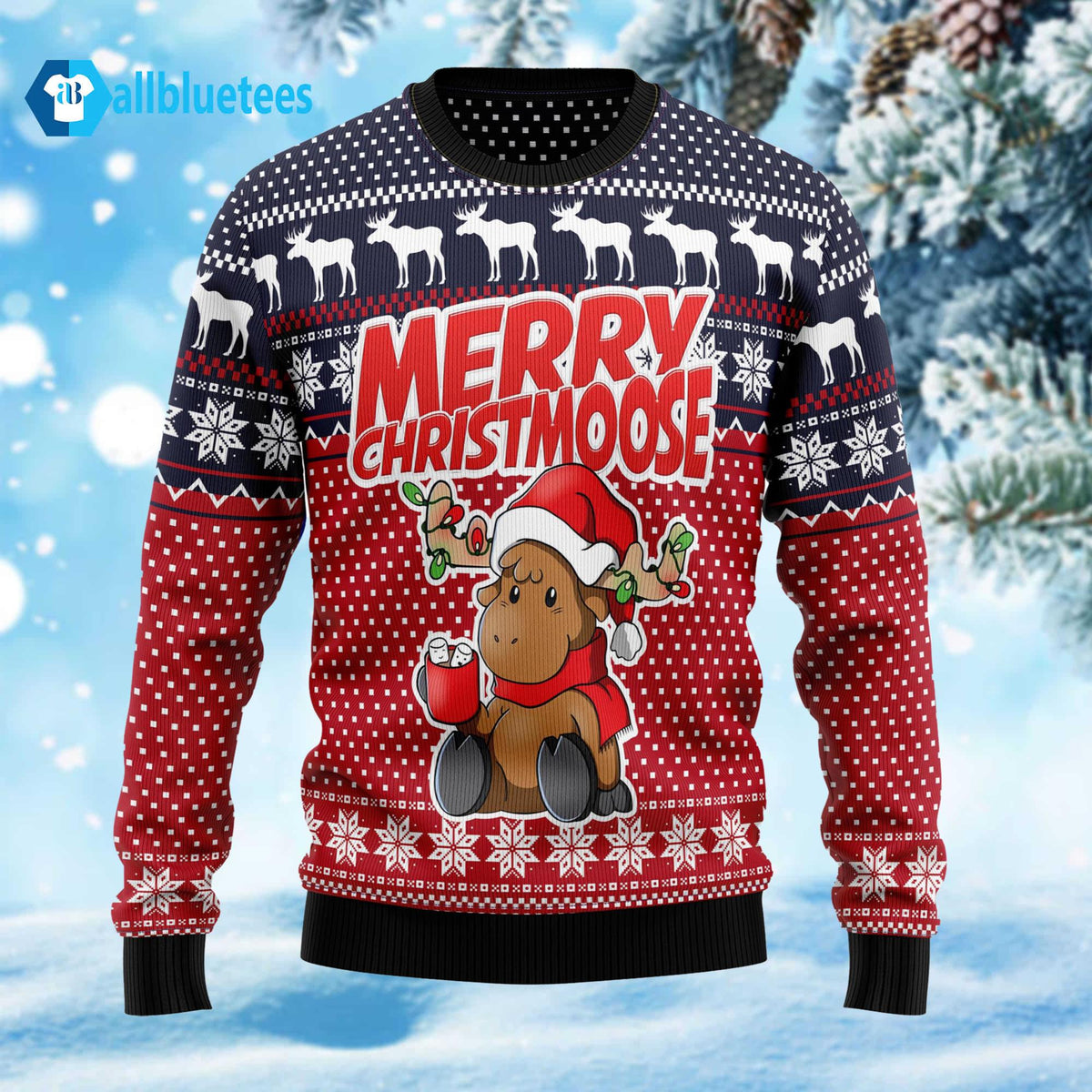 Moose Merry Christmoose Ugly Christmas Sweater