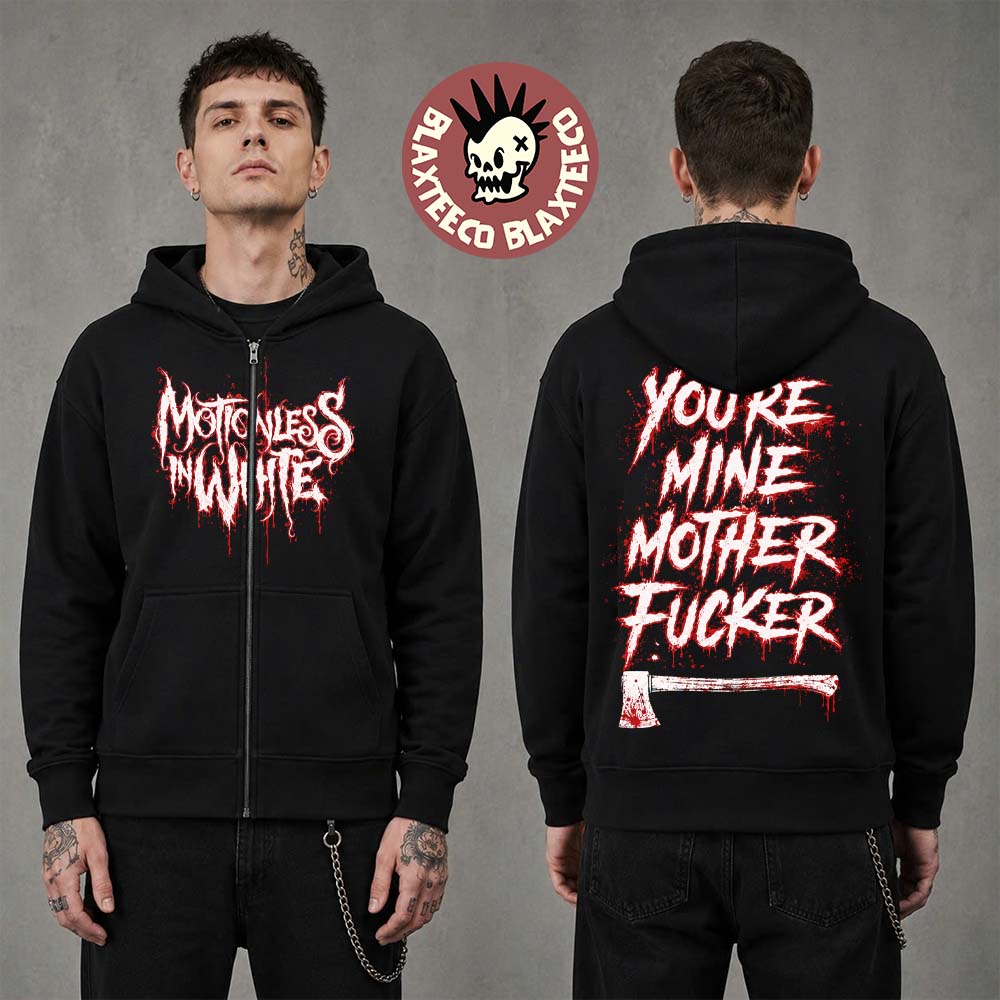 Motionless In White MIW The Sweat And Blood Tour 2026 Merch You Are Mine Zip Up Hoodie
