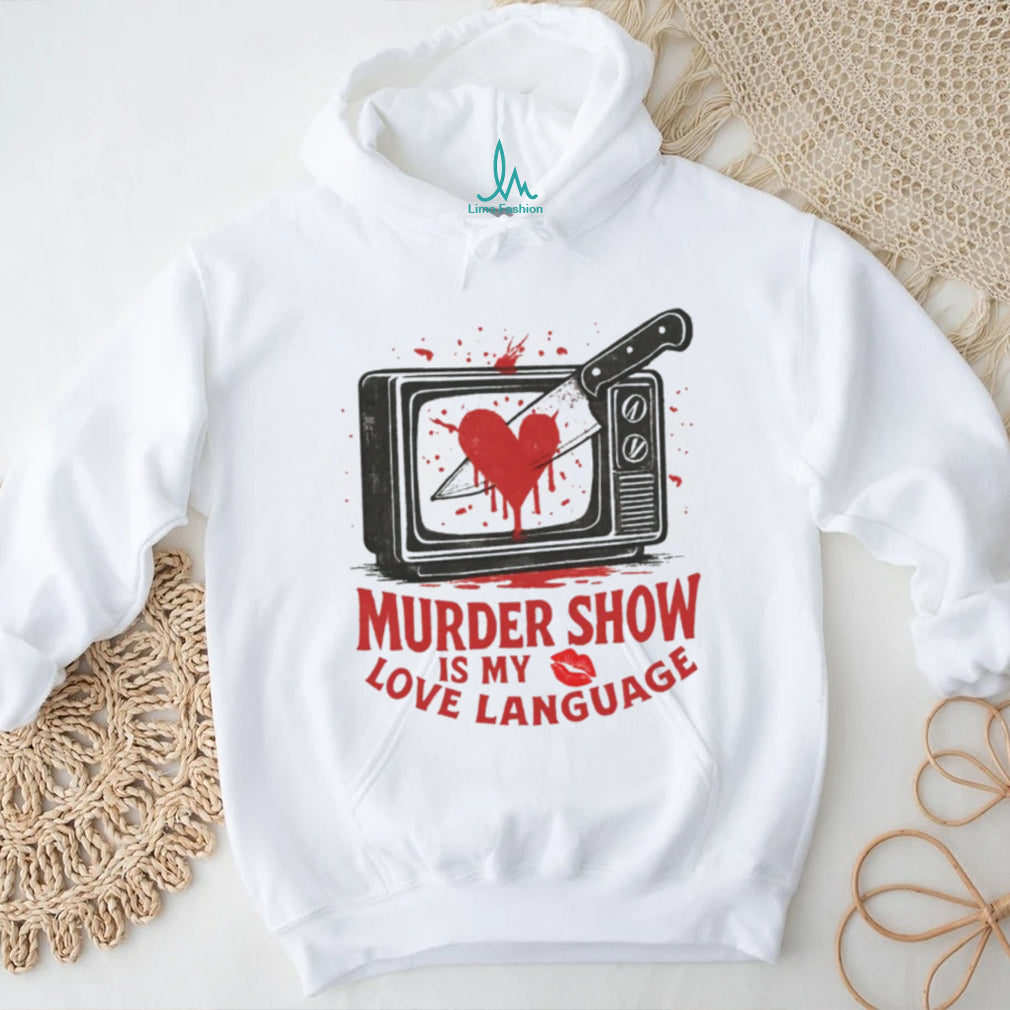 Murder Show Love Language Vintage TV and Knife Graphic Tee