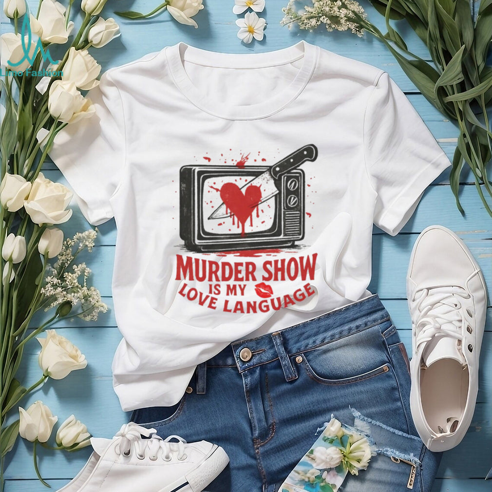 Murder Show Love Language Vintage TV and Knife Graphic Tee