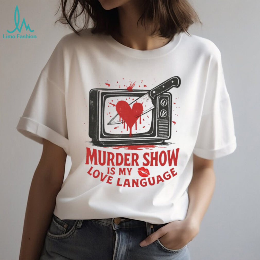 Murder Show Love Language Vintage TV and Knife Graphic Tee