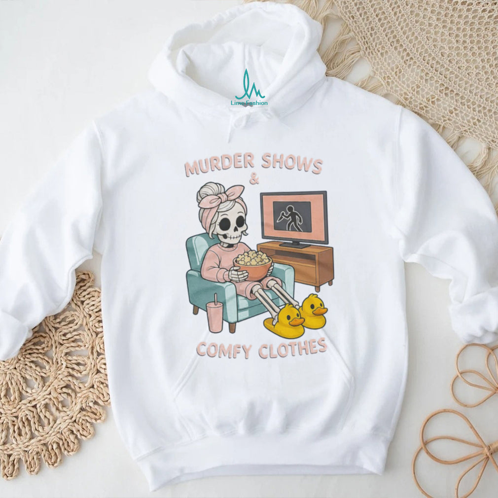 Murder Shows and Comfy Clothes Pastel Skeleton Duck Slippers Shirt