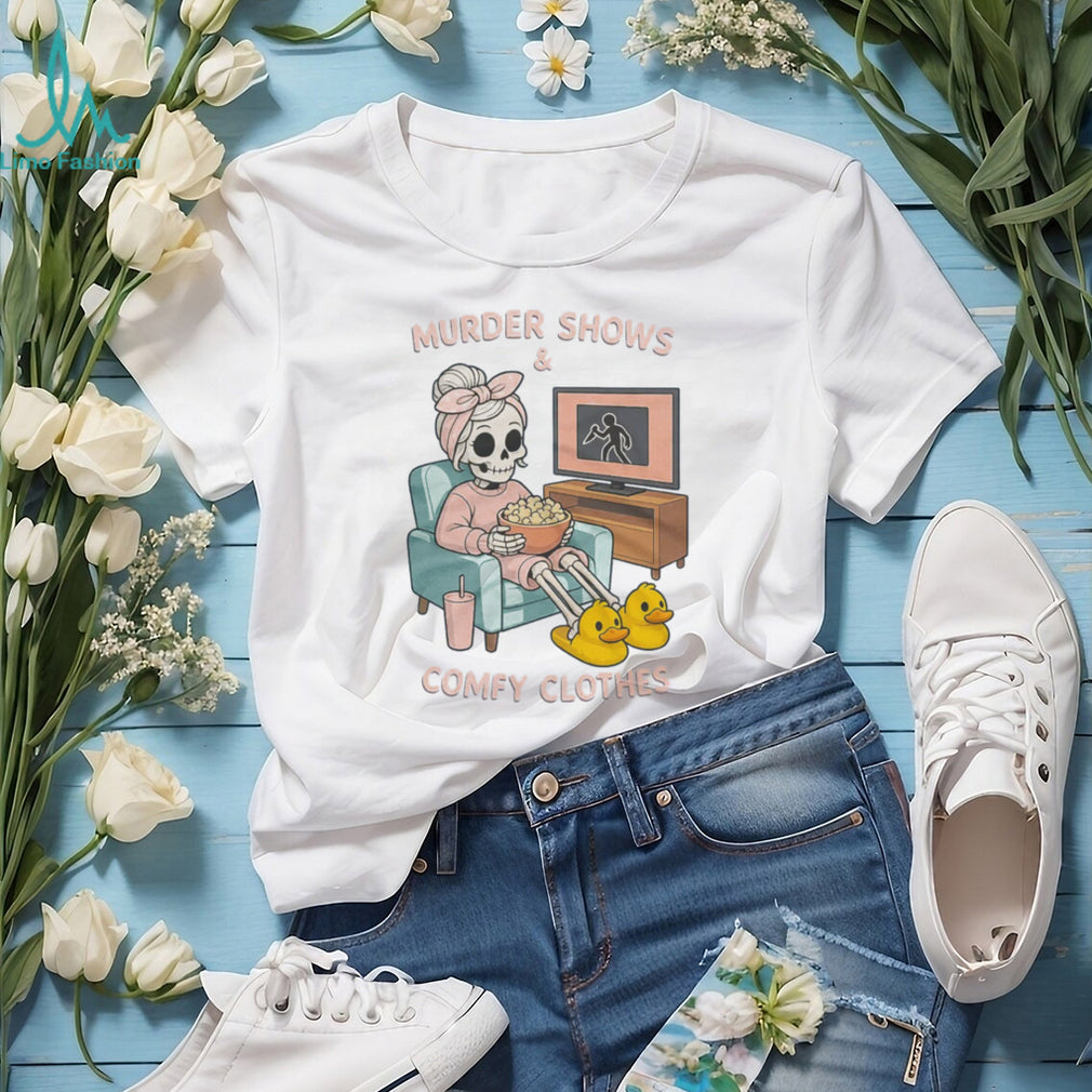 Murder Shows and Comfy Clothes Pastel Skeleton Duck Slippers Shirt