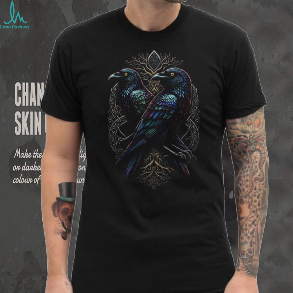 Mystic Twin Ravens Yggdrasil Tree of Life Viking T Shirt