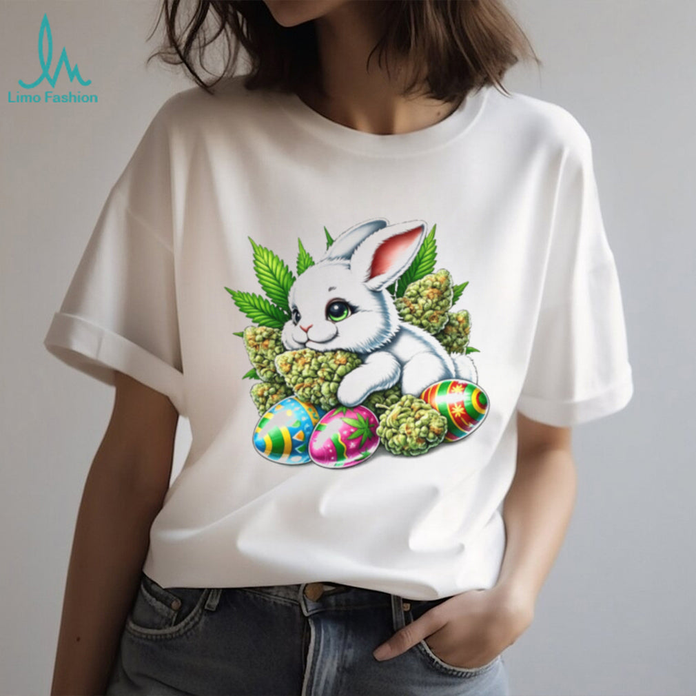 420 Easter Bunny Marijuana Buds & Weed Leaf Easter Egg Digital T Shirt