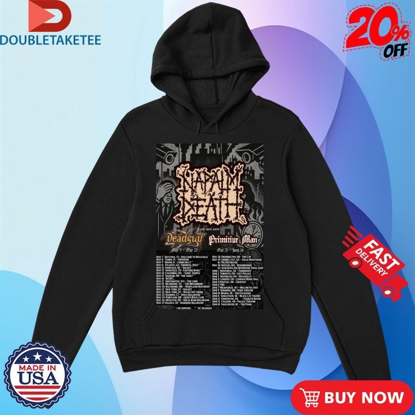 Napalm Death Summer Tour 2026 Shirts