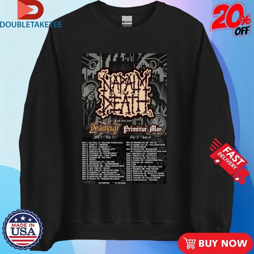 Napalm Death Summer Tour 2026 Shirts