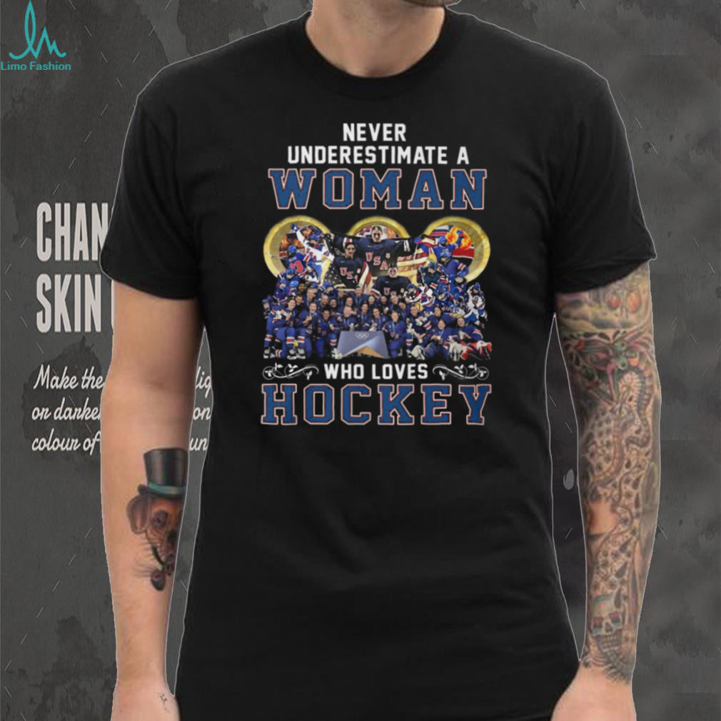 Never Underestimate A Woman Who Loves Hockey USA Team T Shirt