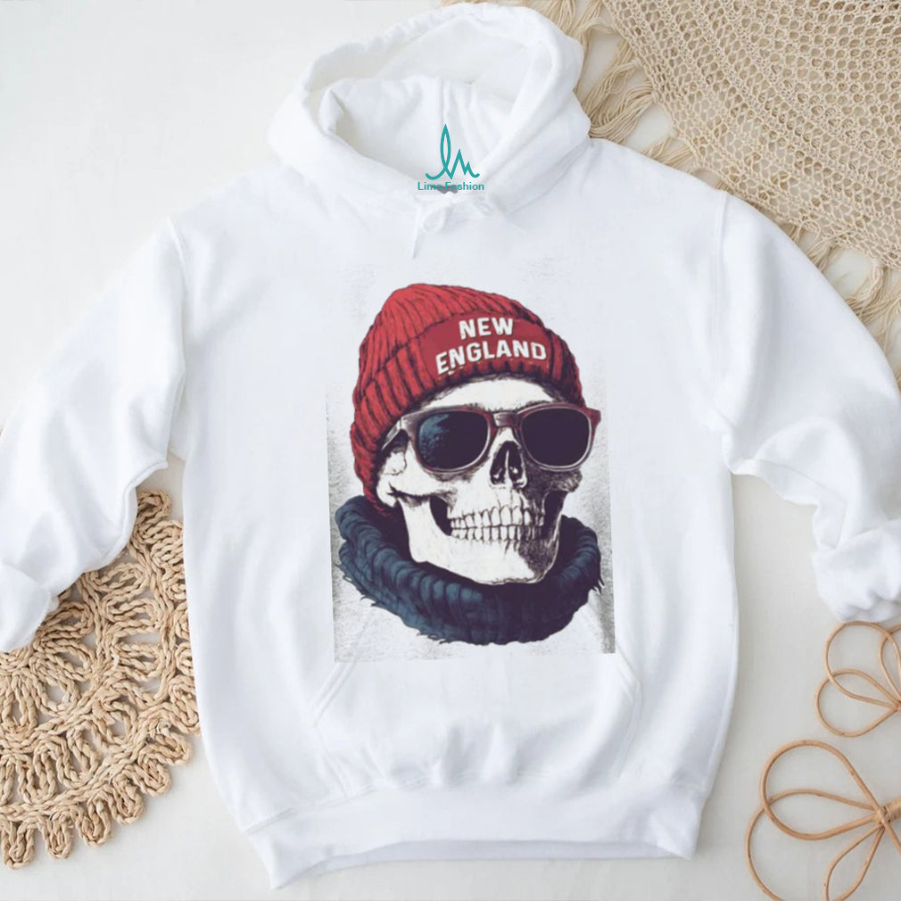 New England Skull Beanie and Sunglasses Winter Graphic T Shirt