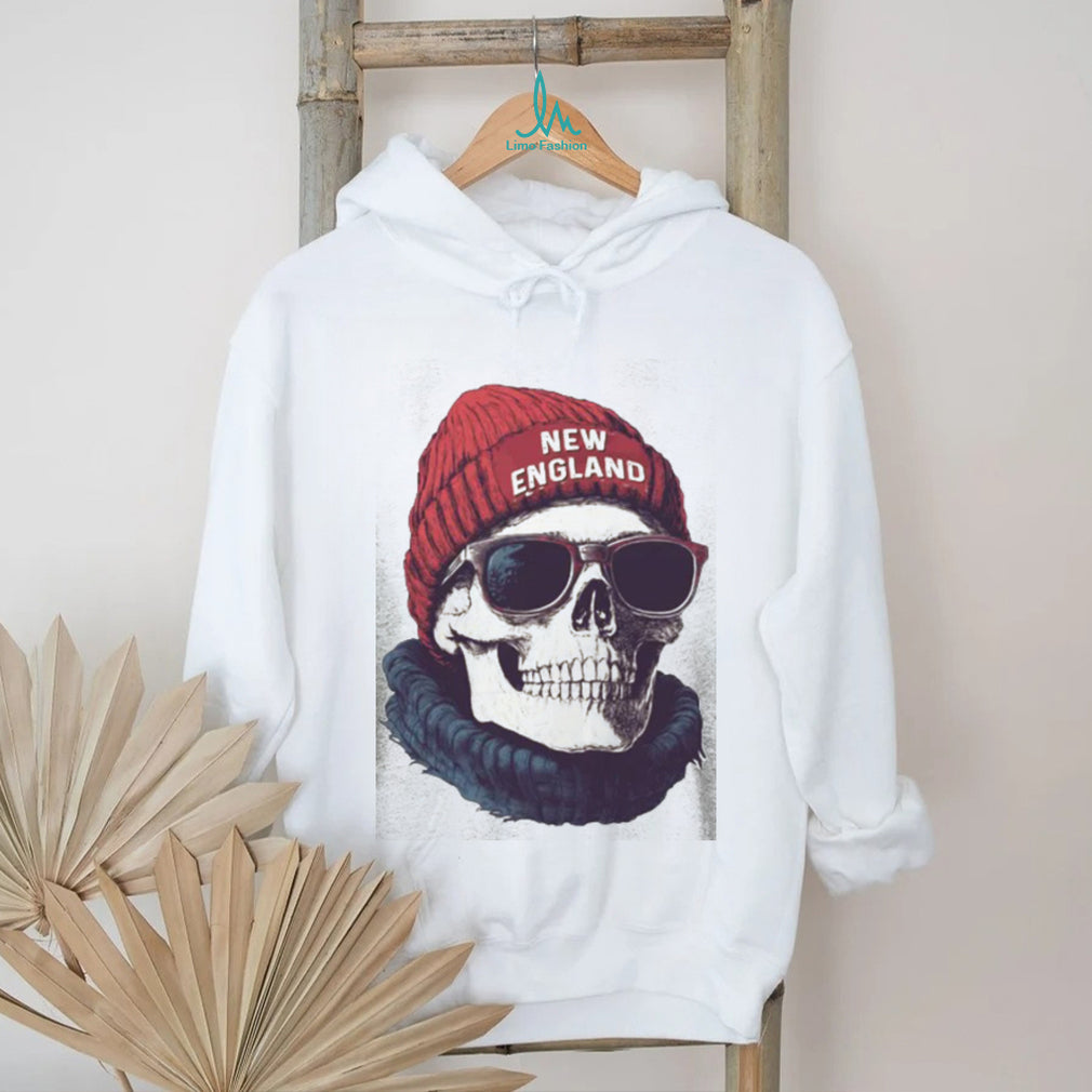 New England Skull Beanie and Sunglasses Winter Graphic T Shirt