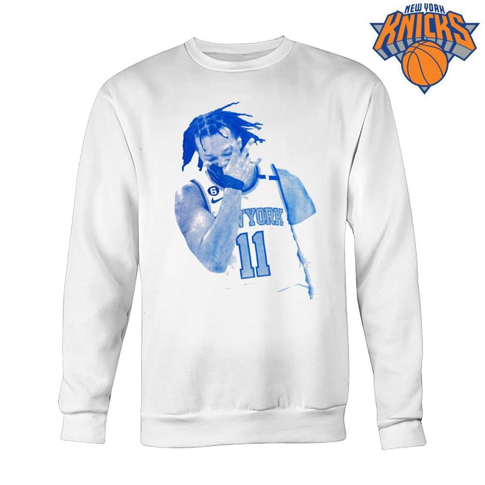 New York Knicks Champions NBA 2026 Jalen Brunson Three Point Celebration Blue Halftone Shirt