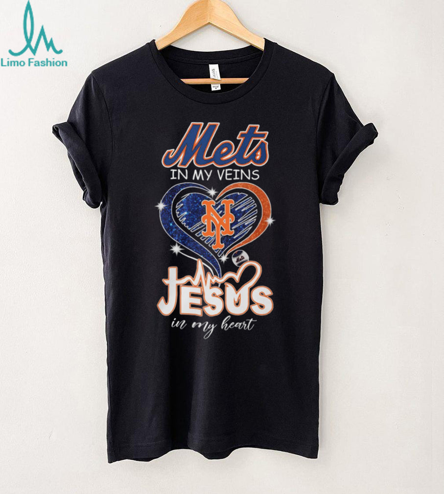 New York Mets In My Veins Jesus In My Heart Baseball Fan T Shirt