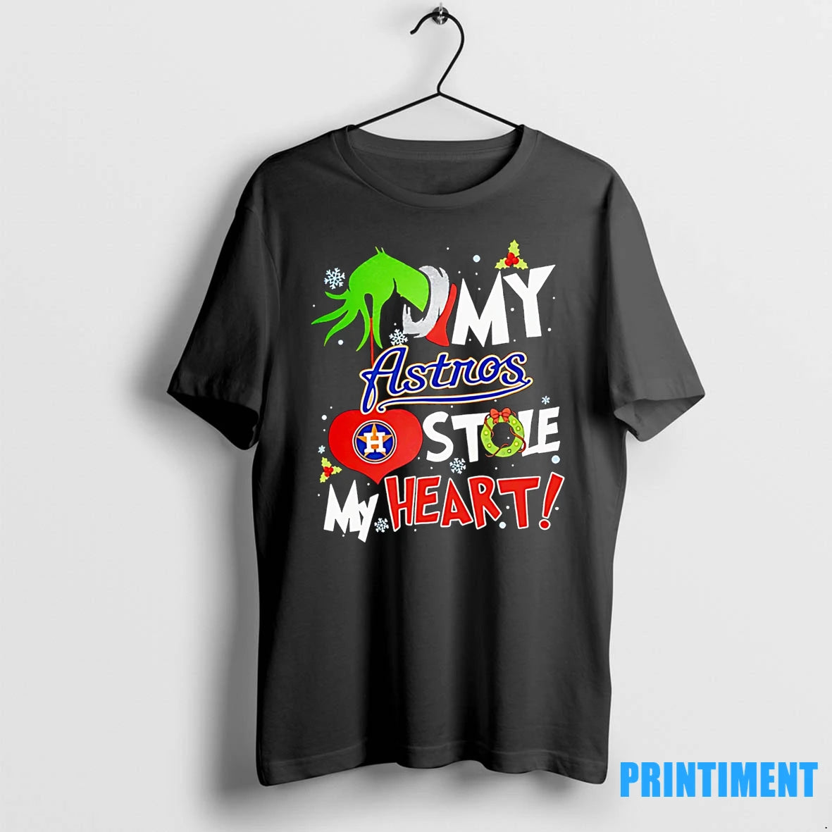 Nice Grinch Hand My Houston Astros Stole My Heart Christmas Tshirts Sweater