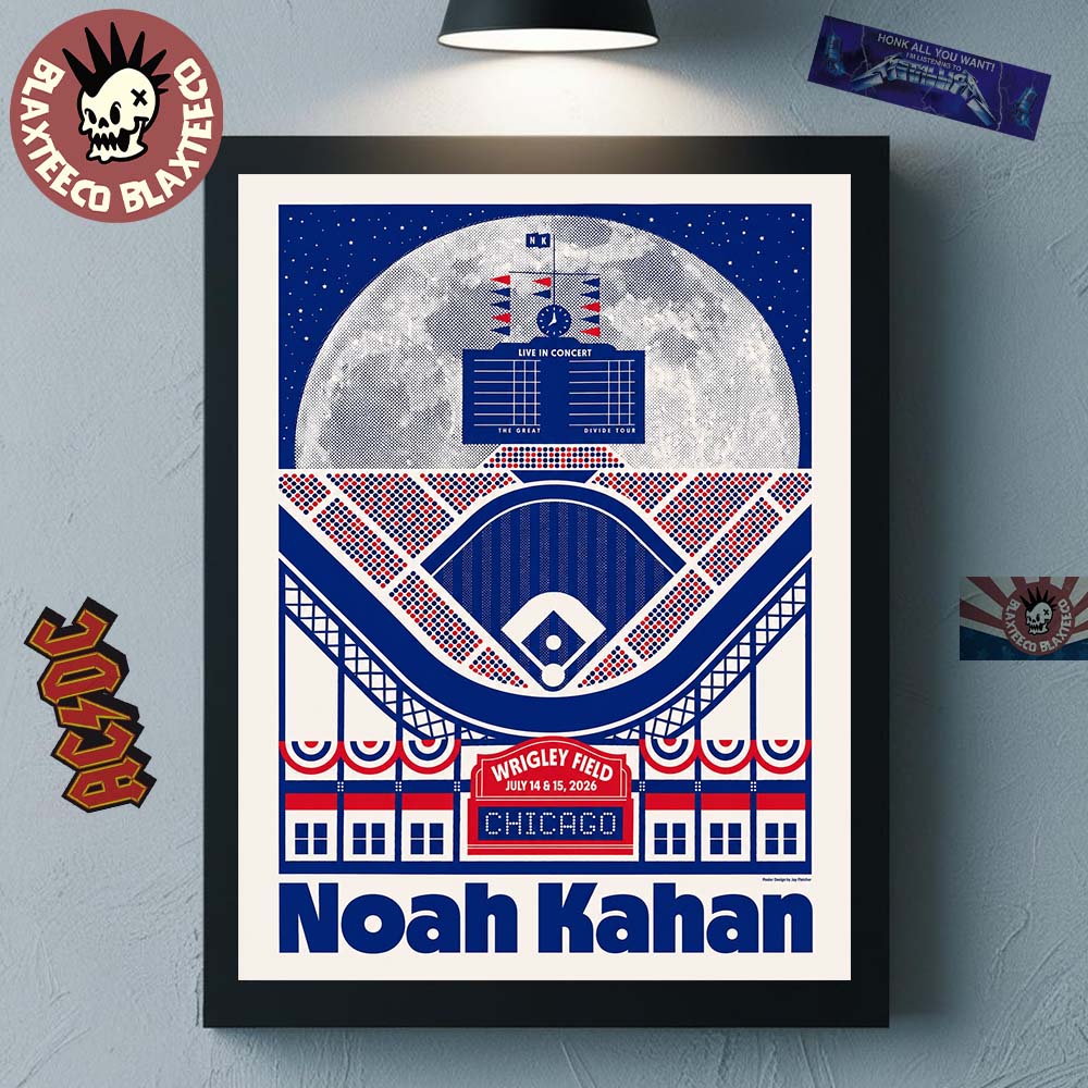 Noah Kahan Live In Chicago 2026 Specific Merch Poster At Wrigley Field On July 14 15 2026 Baseball Theme Home Decor Poster Canvas